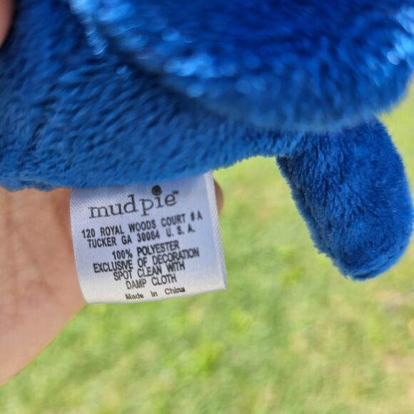 Mudpie Blue Orange Dinosaur Plush Baby Toy Hand Floppy Pocket Lovey Comfie Play - Picture 7 of 8